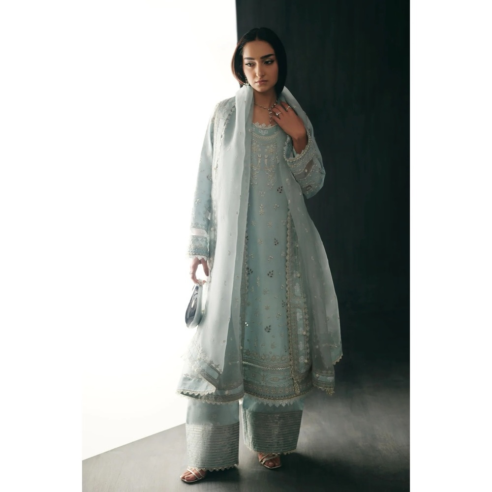 Nyra Couture Avisa Shalwar Kameez Ice Blue Stitched Pakistani Dress
